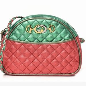 GUCCI Trapuntata bag Limited leather mini red/green metallic vintage
